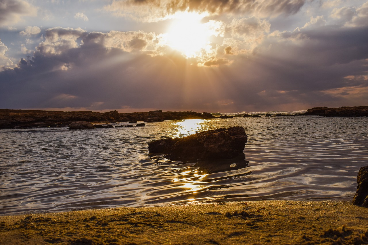 Image - sunset sea sky clouds lagoon
