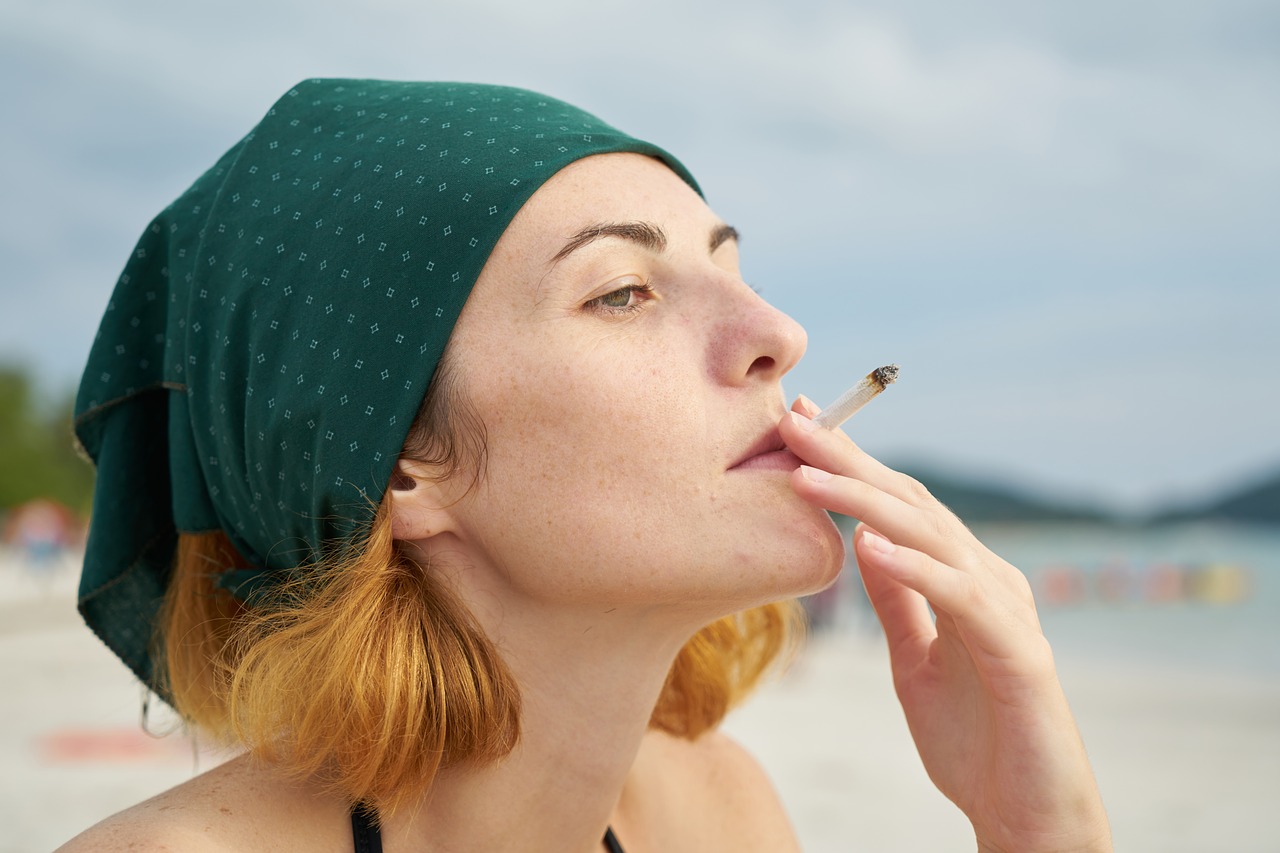 Image - women s bandana cigarette drink