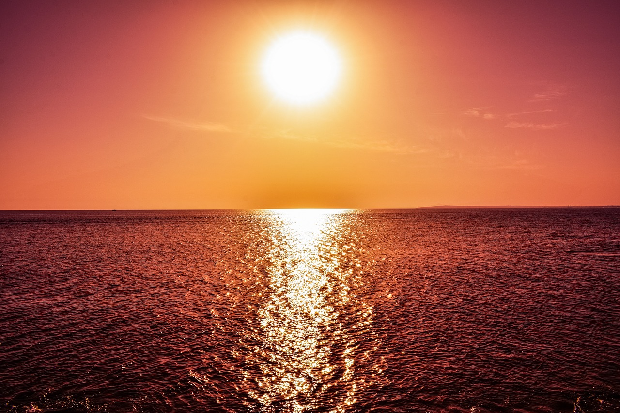 Image - sunset sun sea horizon reflection