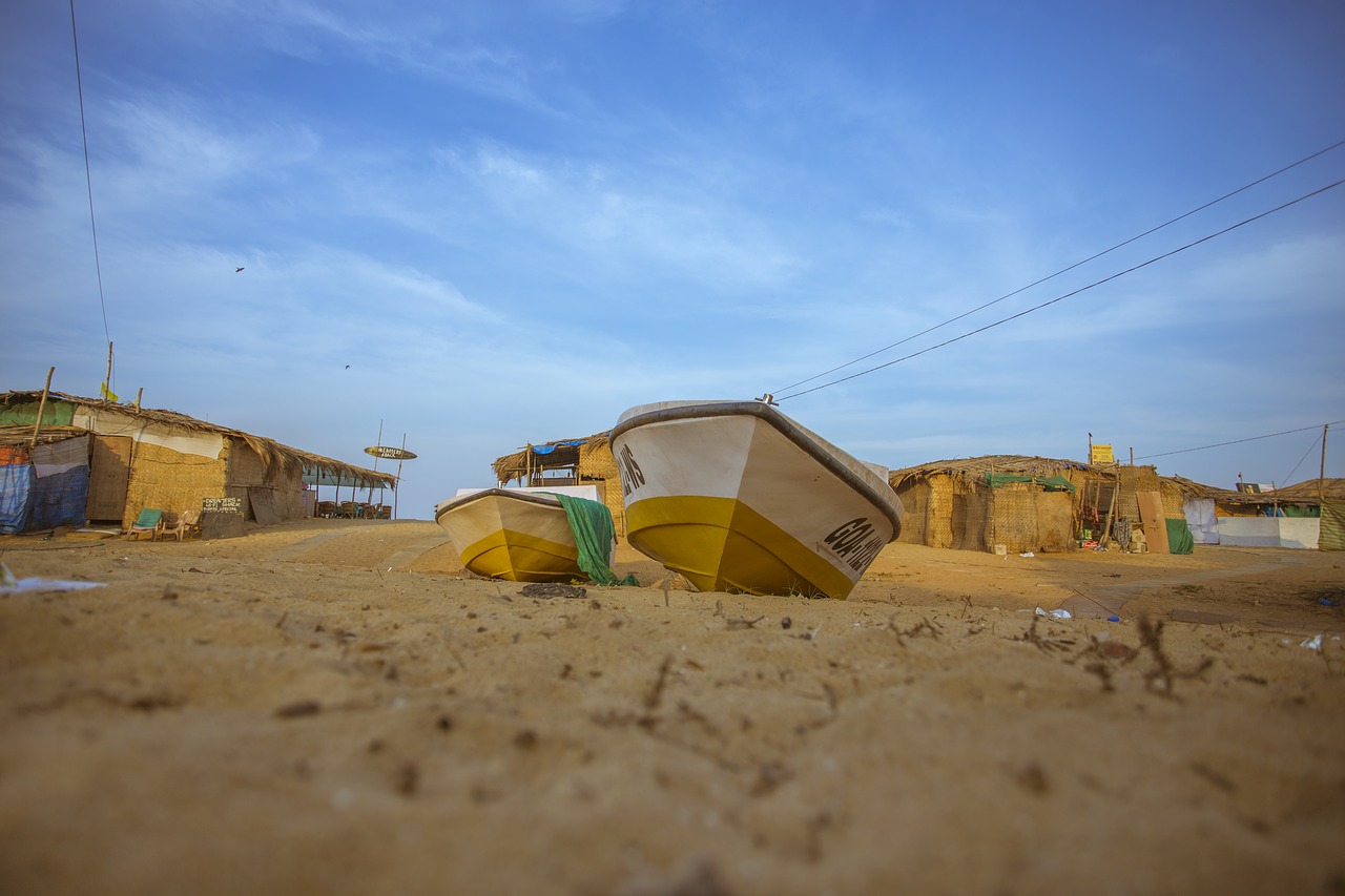 Image - boat goa sand sky india landscape
