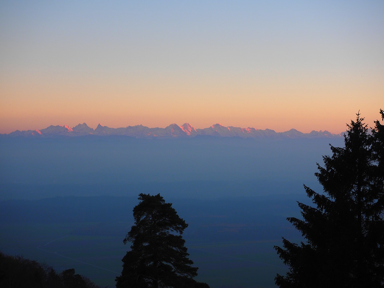 Image - alpine alpine panorama alpenglühen