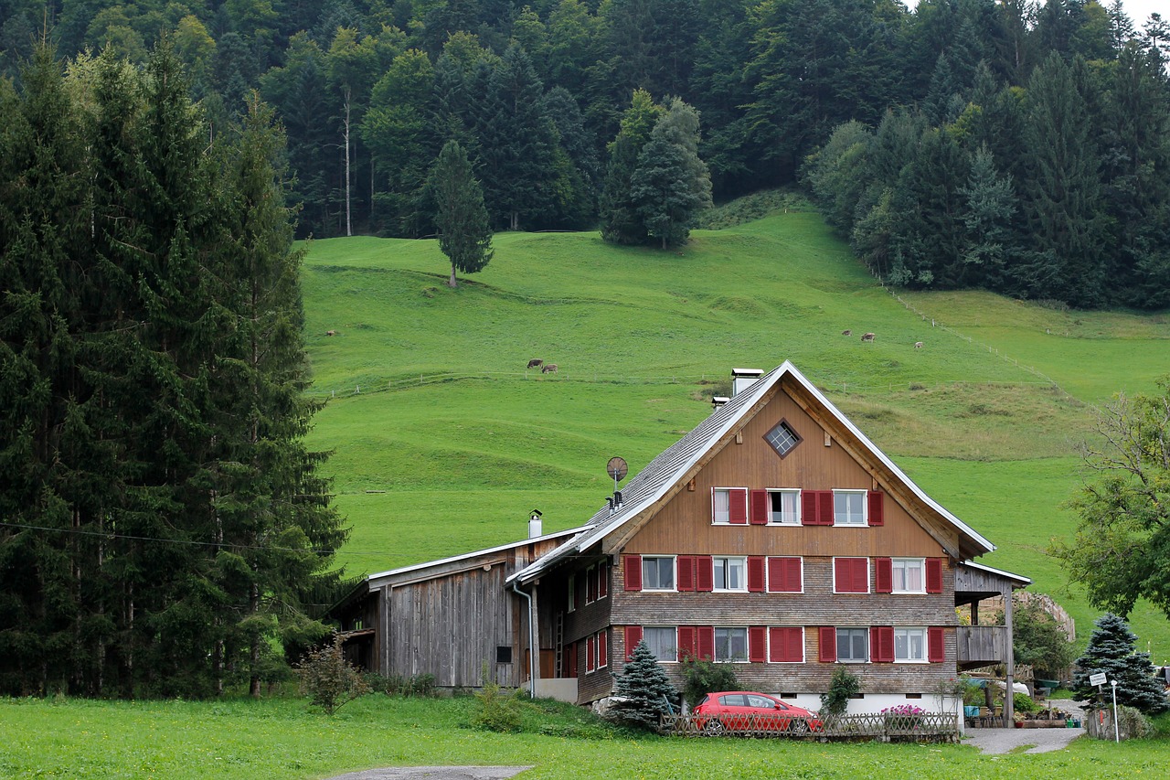 Image - hut alpine hut landscape green