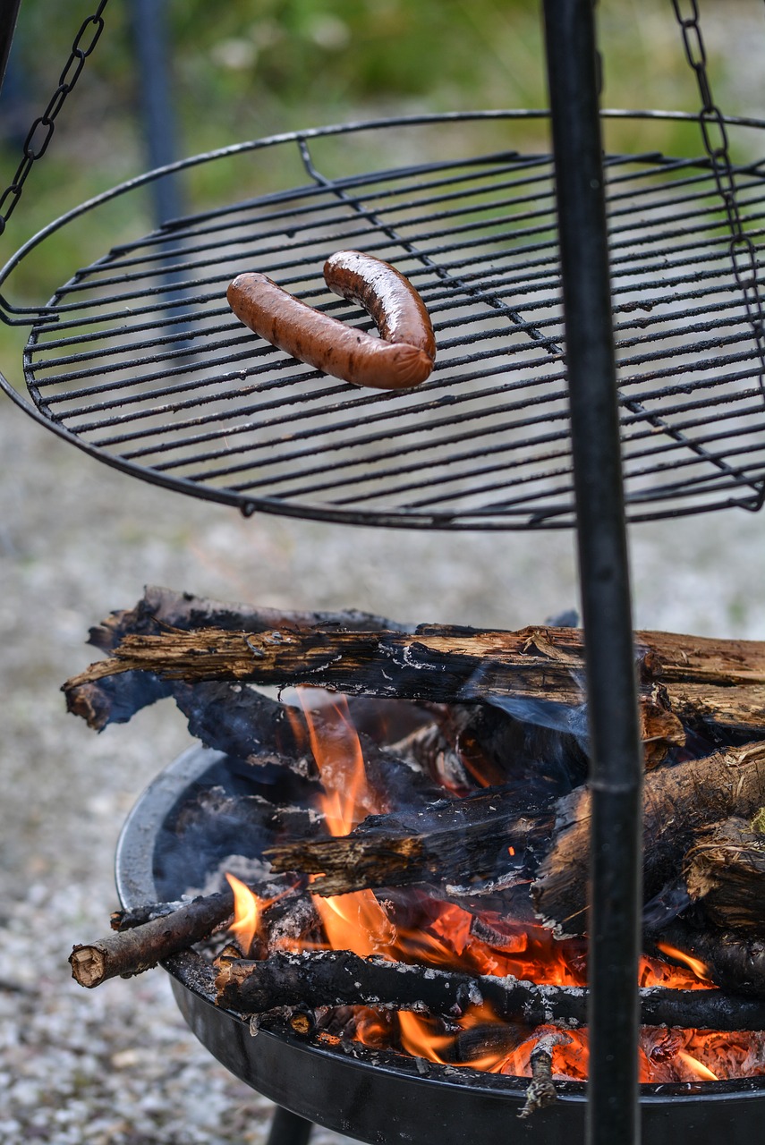 Image - fire grill meat sausage smoke