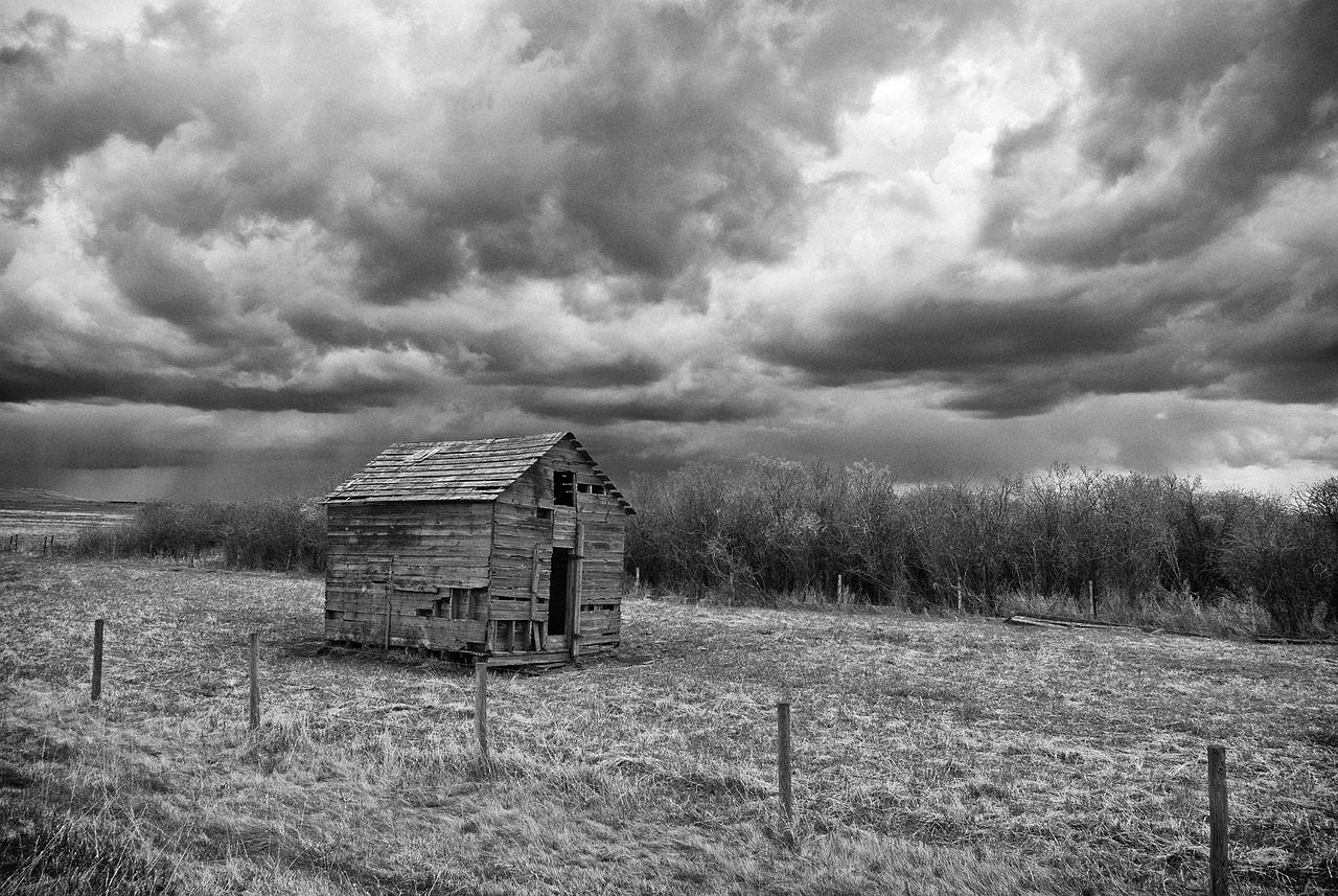 Image - storm b w weather farm building