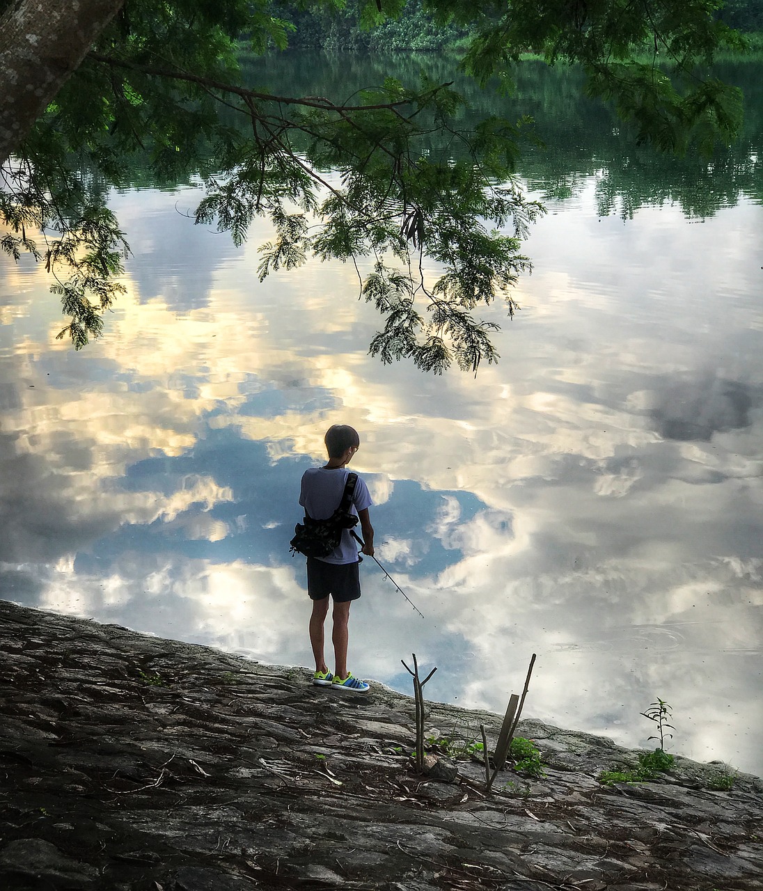 Image - water reflection river fishing