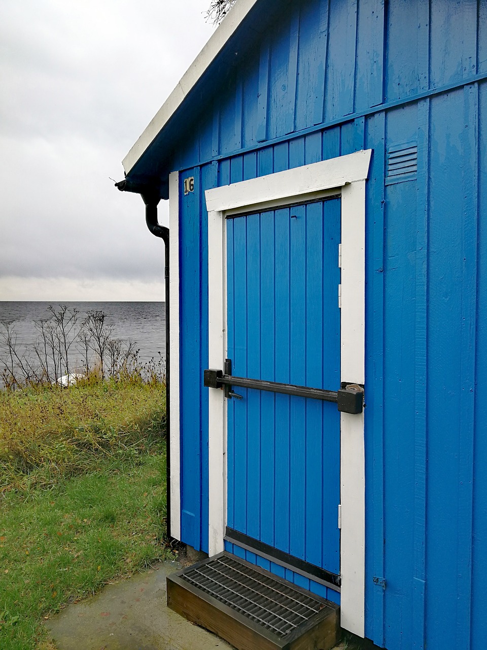 Image - boathouse blue autumn sea sweden