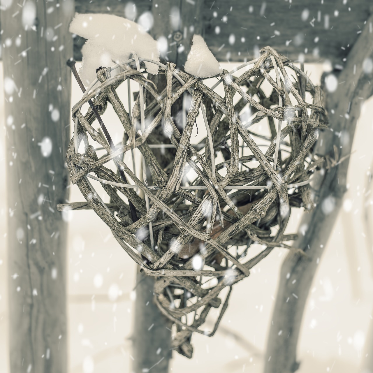 Image - heart winter snow fence ice