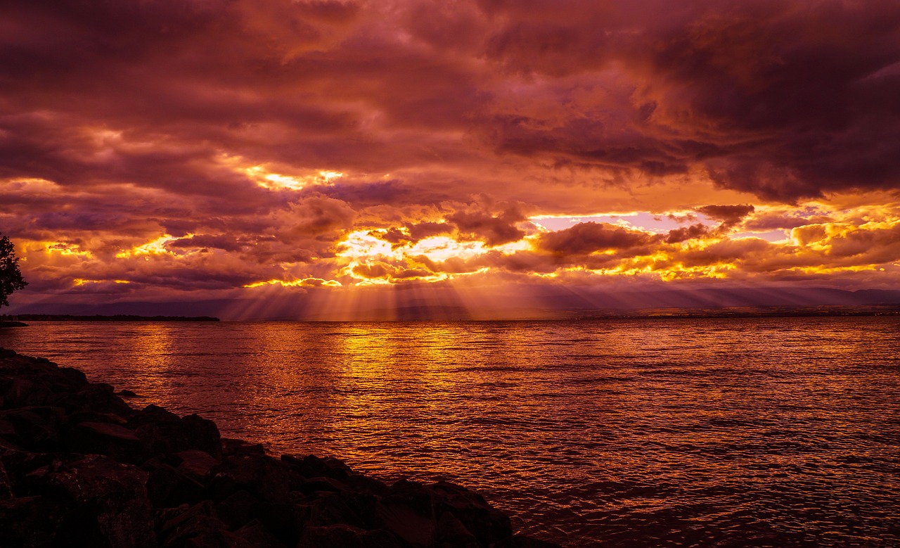 Image - water lake switzerland sunset