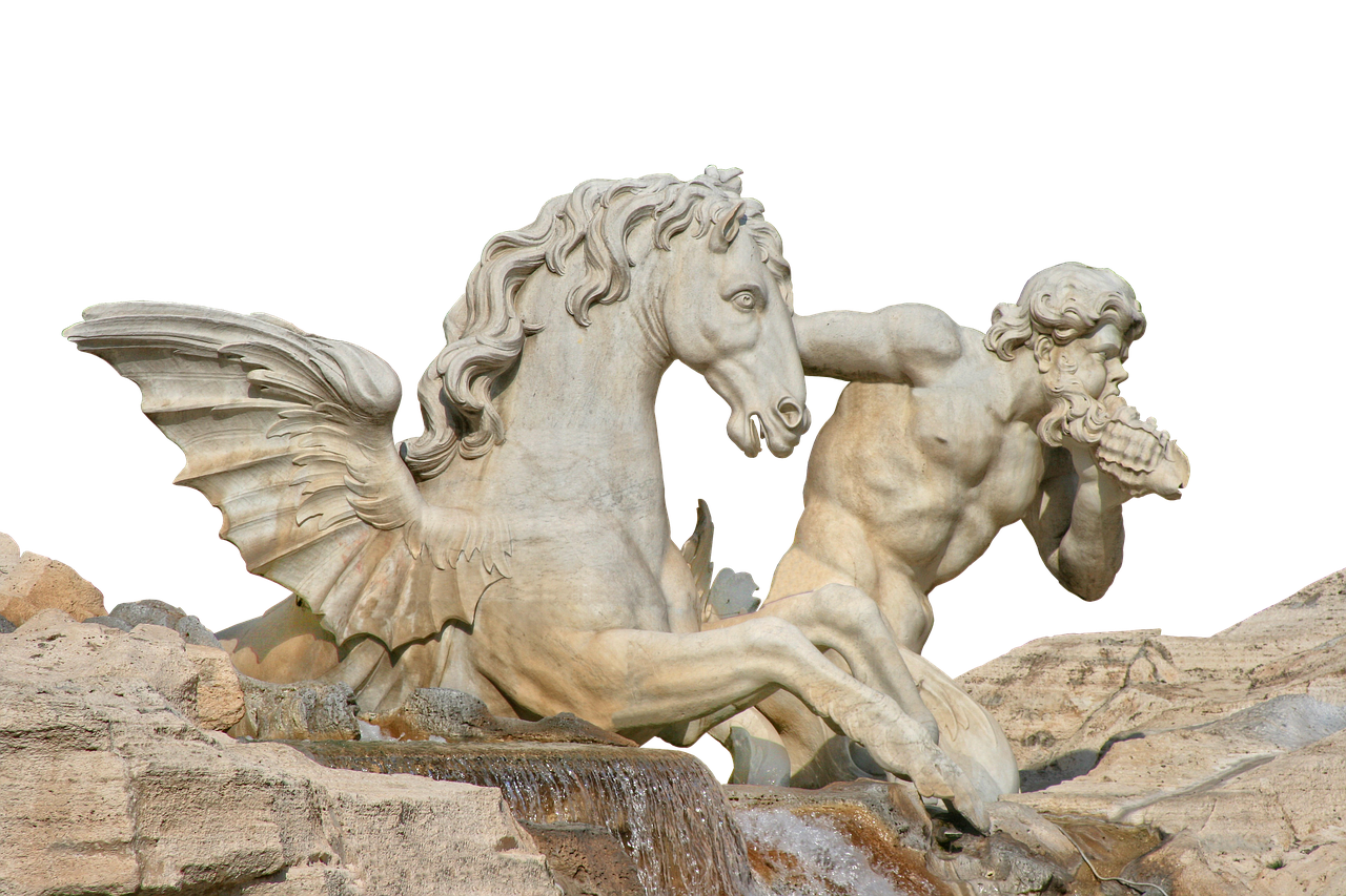 Image - fountain marble white horse