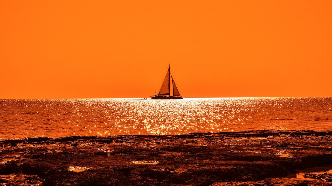 Image - sunset sunlight boat catamaran