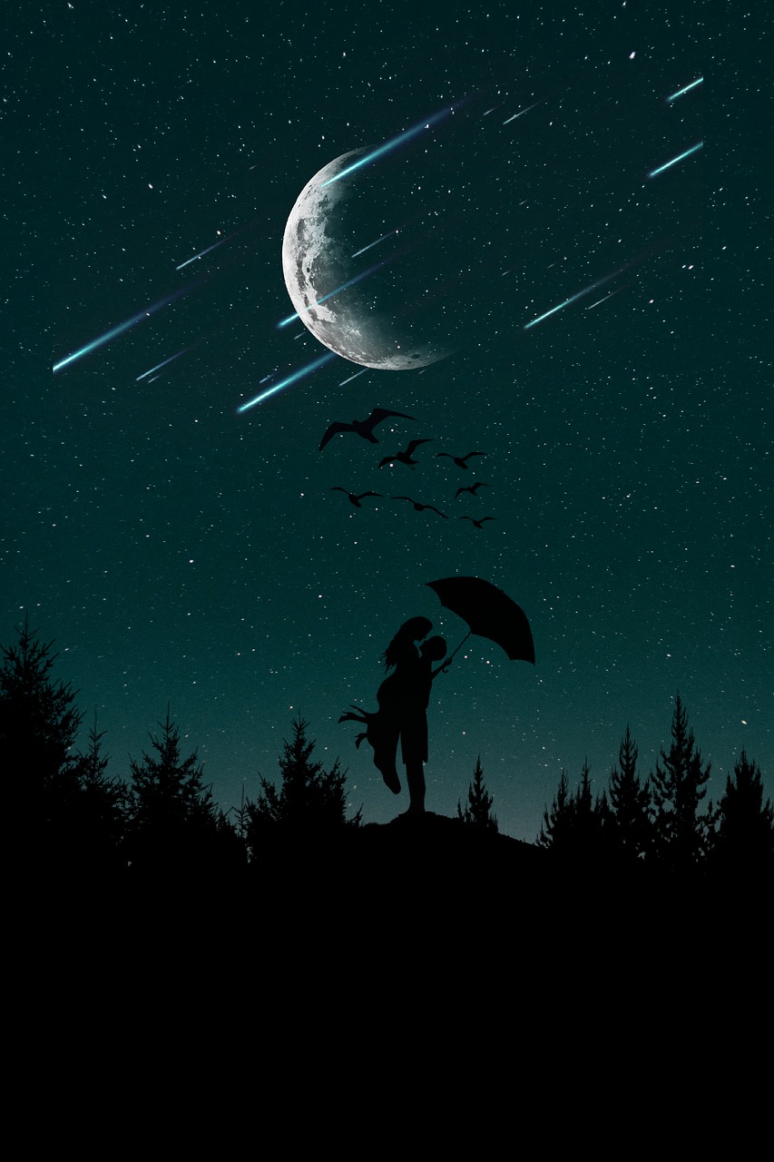 Image - night love sky woman romantic