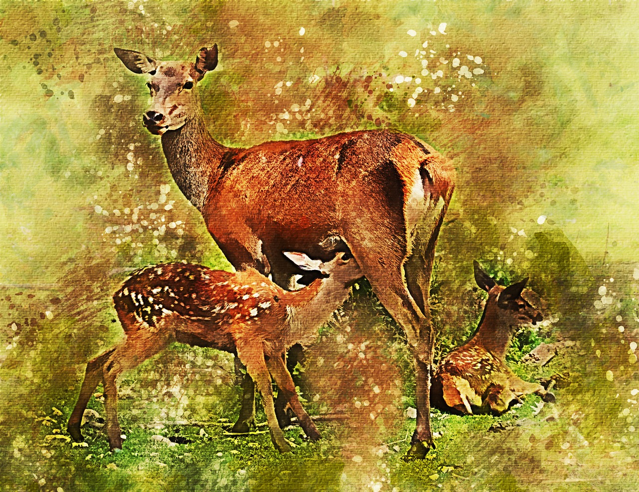 Image - fawn deer twins living nature