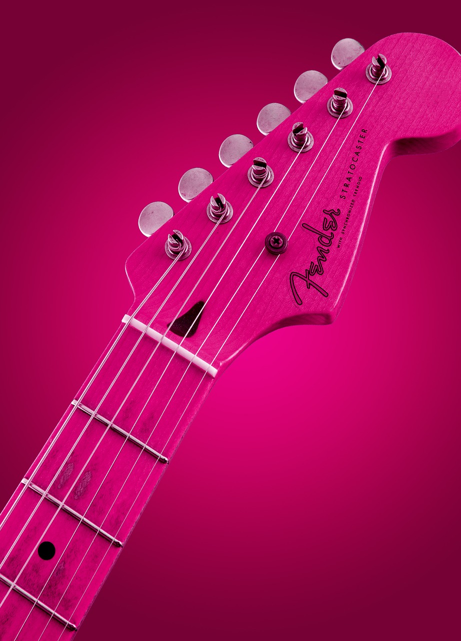 Image - pink guitar glowing style rock