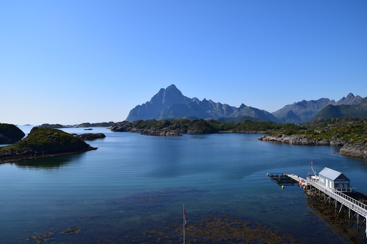 Image - mountains sea water lofoten jetty