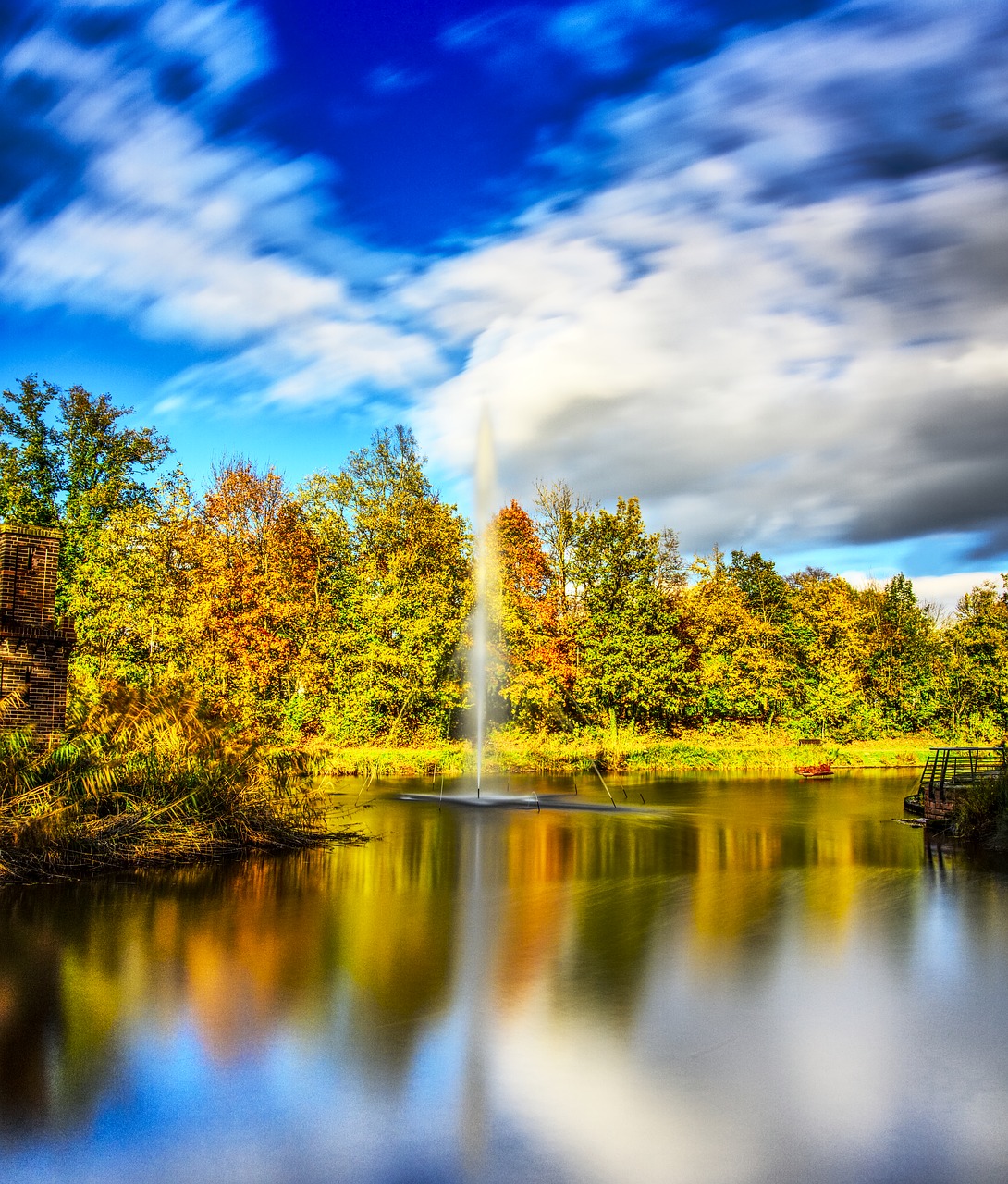 Image - fountain lake pond water