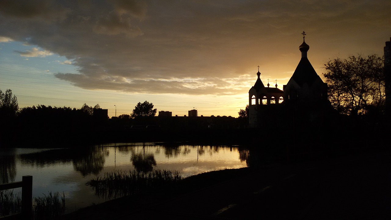 Image - silhouette sunset church novokosino