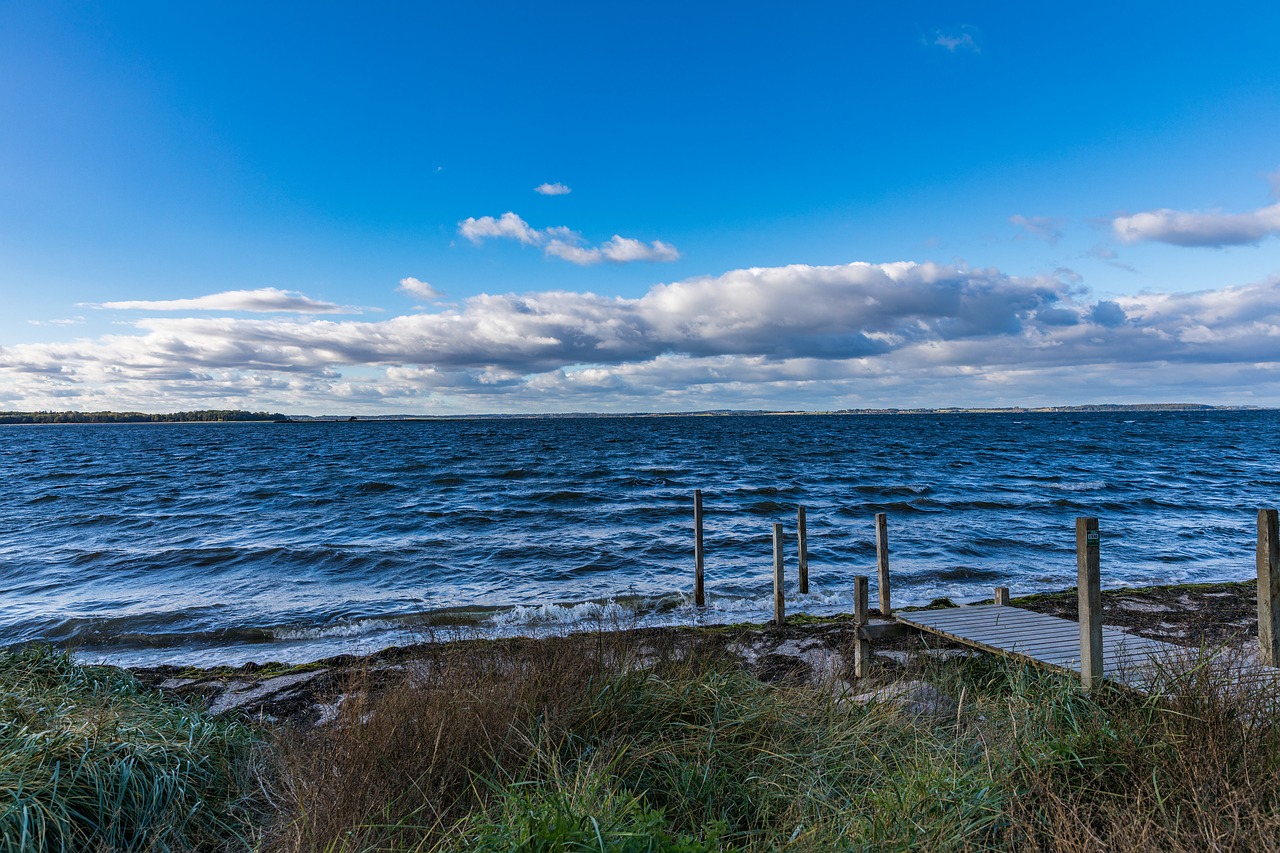 Image - autumn bridge poles clouds