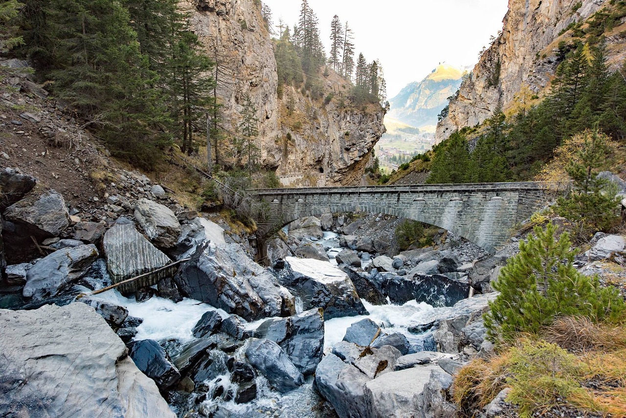 Image - river bridge switzerland nature