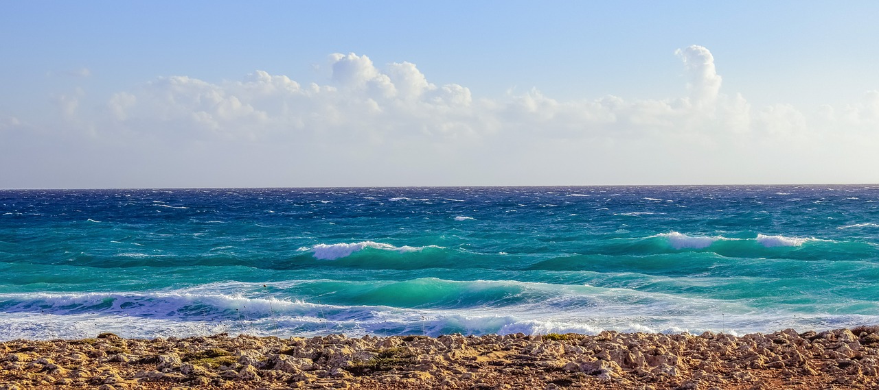 Image - rocky coast sea waves horizon sky