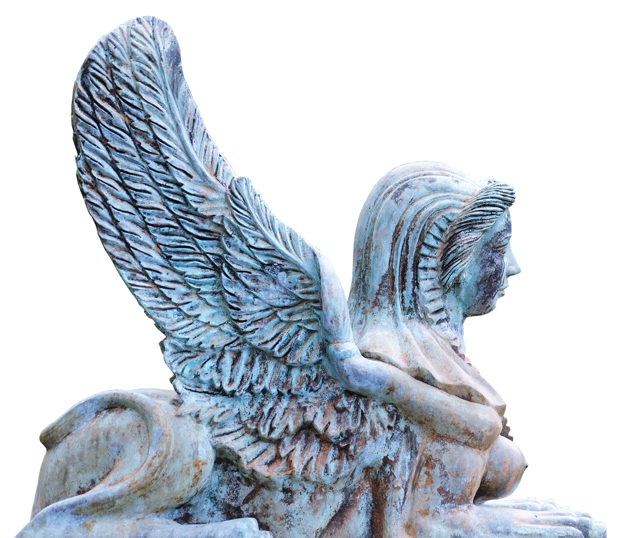 Image - angel sculpture wing face bronze