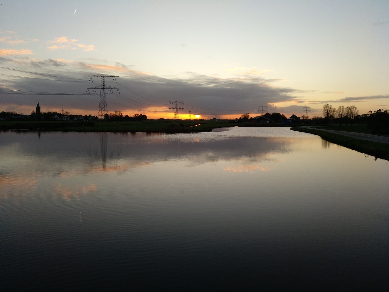 Image - view sun dawn cloud water lake