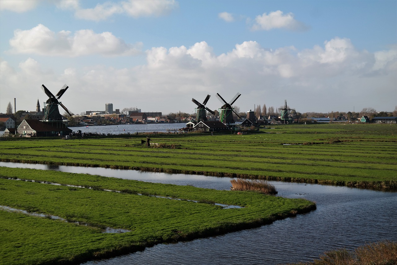 Image - windmills landscape mill clouds