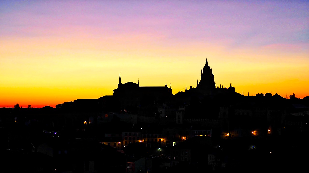 Image - segovia sunset lights sky profile