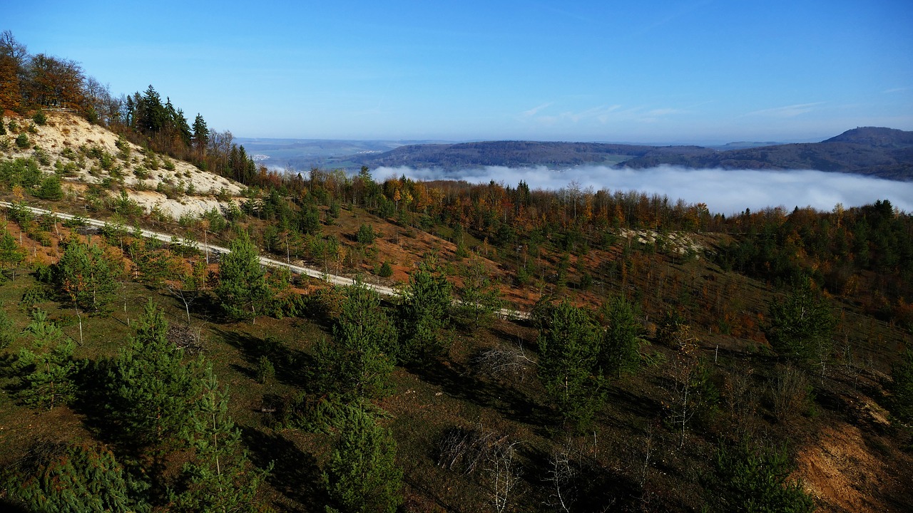 Image - landscape autumn quarry fog away