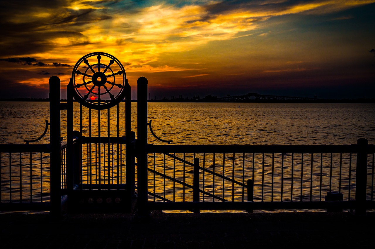 Image - sunset water summer sky nature