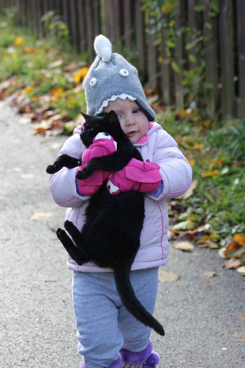 Image - child cat girl kitten baby girl