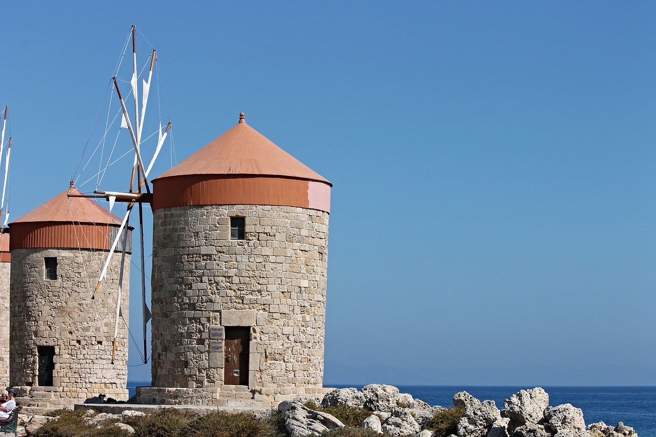 Image - windmills landmark rhodes greece