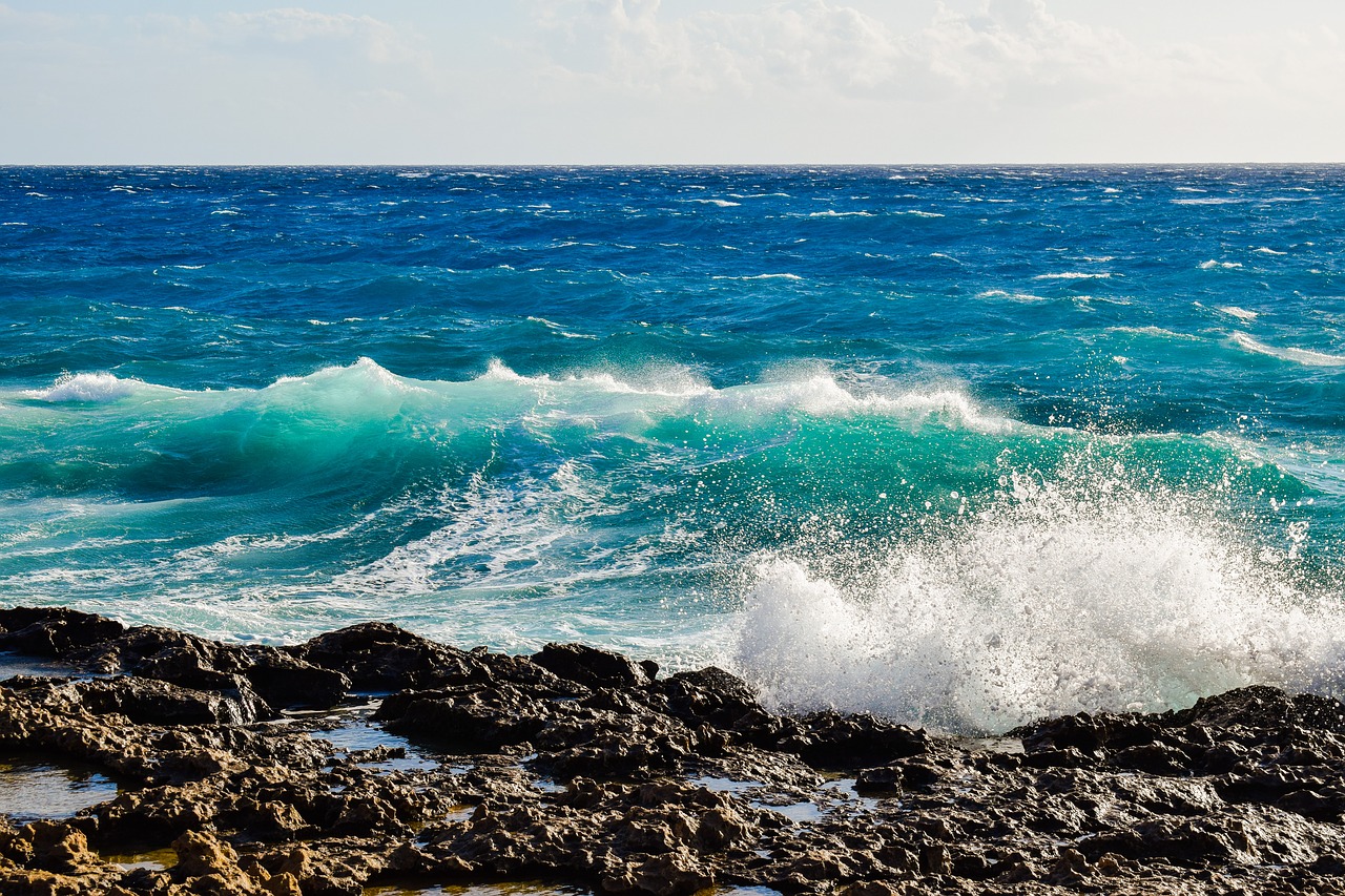 Image - rocky coast waves crushing sea