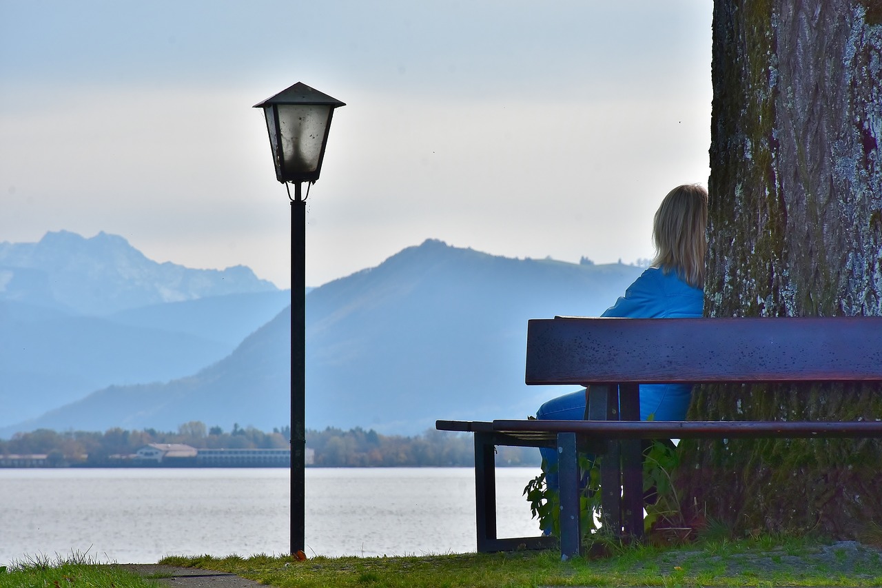 Image - woman sit panorama meditation