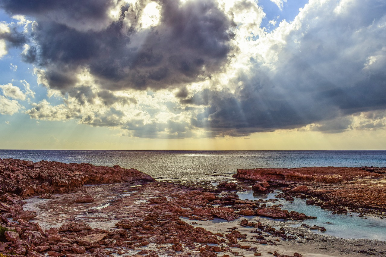 Image - sea clouds sunlight sunbeam light