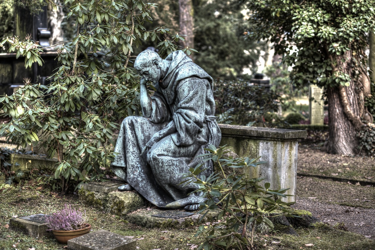 Image - cemetery monk statue rest