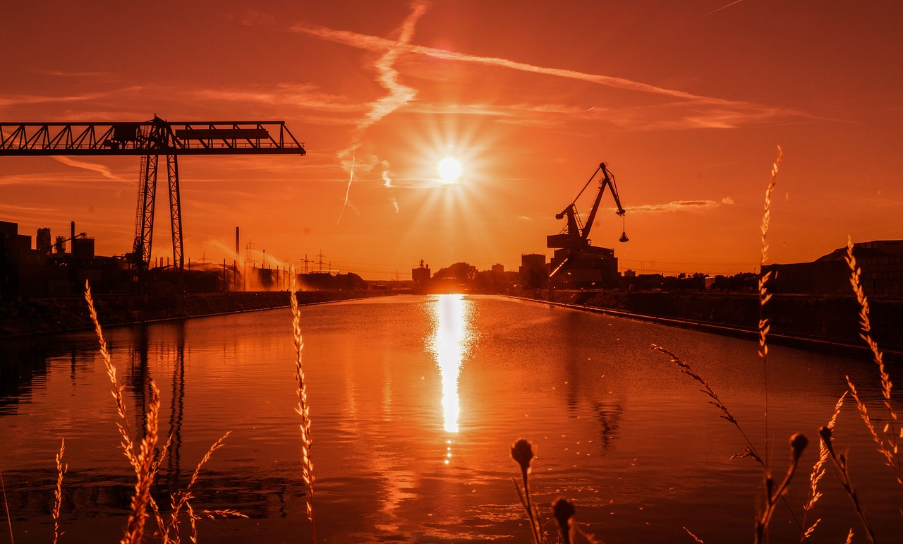 Image - port sunset aschaffenburg afterglow