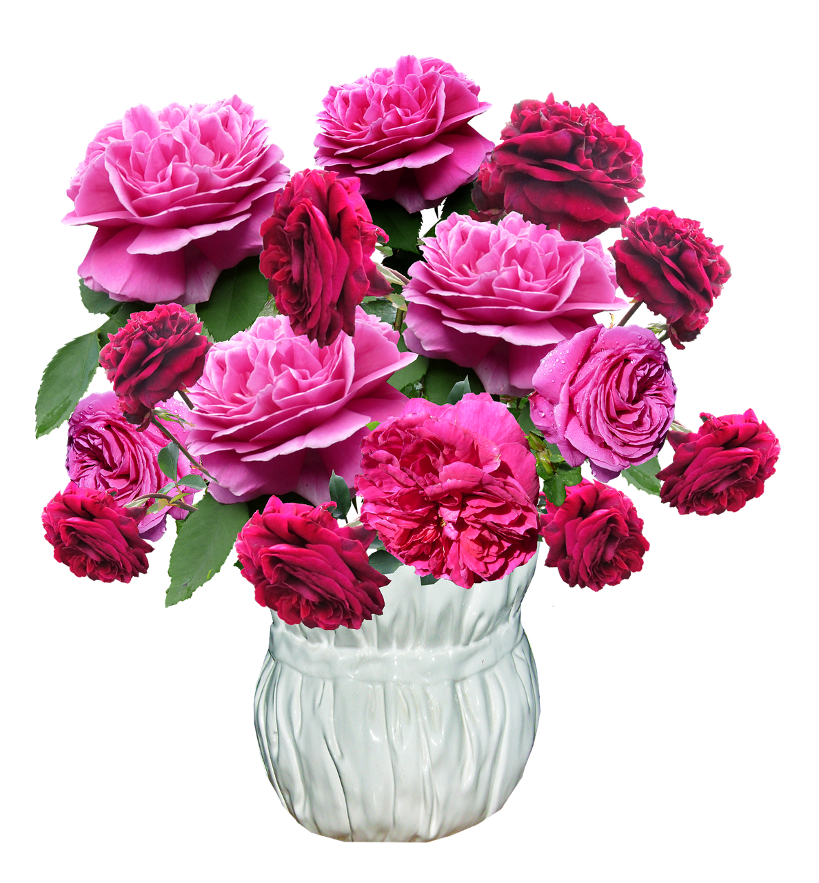 Image - vase roses red pink arrangement