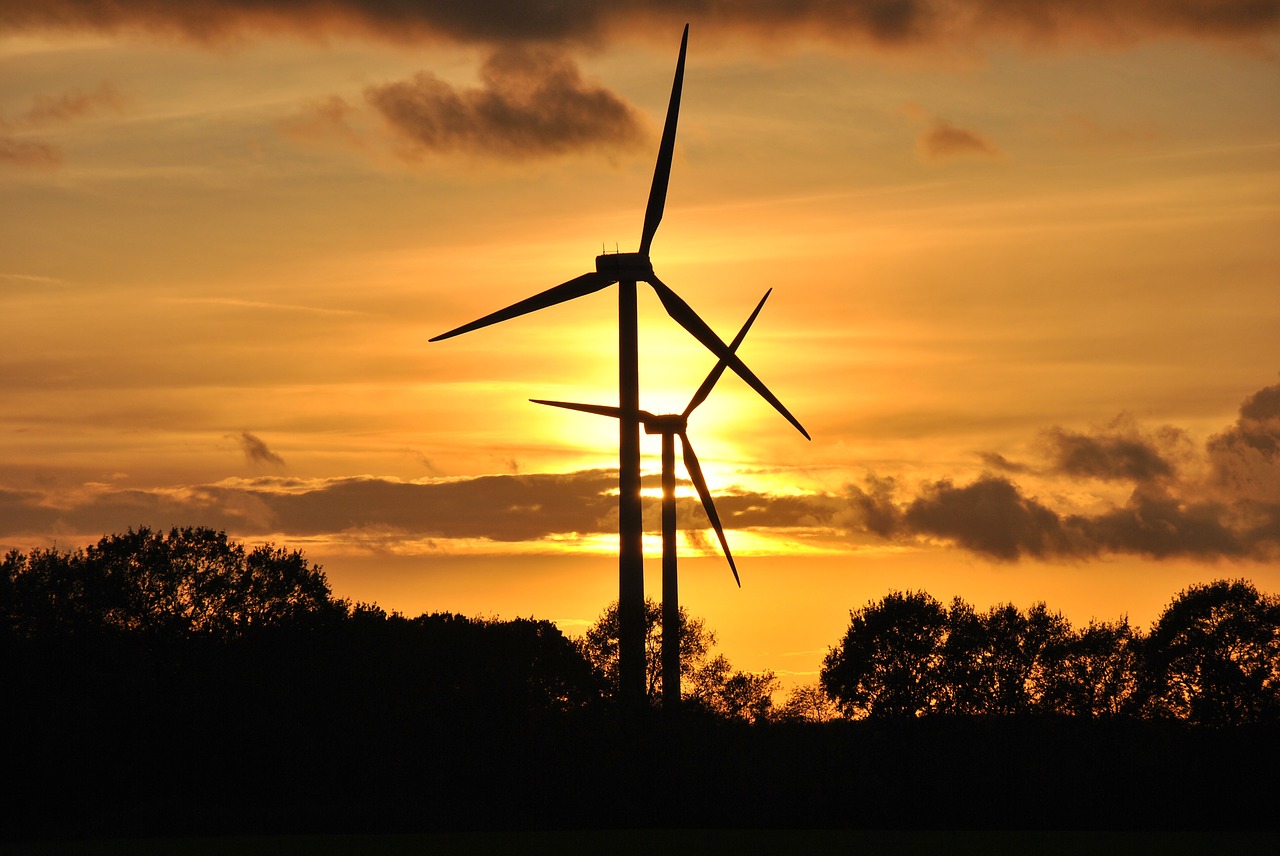 Image - windmill sunset energy electricity