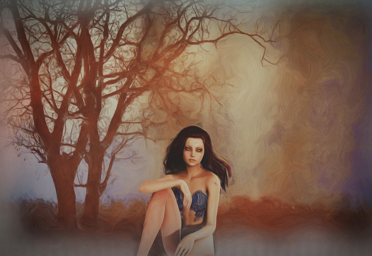 Image - fantasy girl woman trees creative