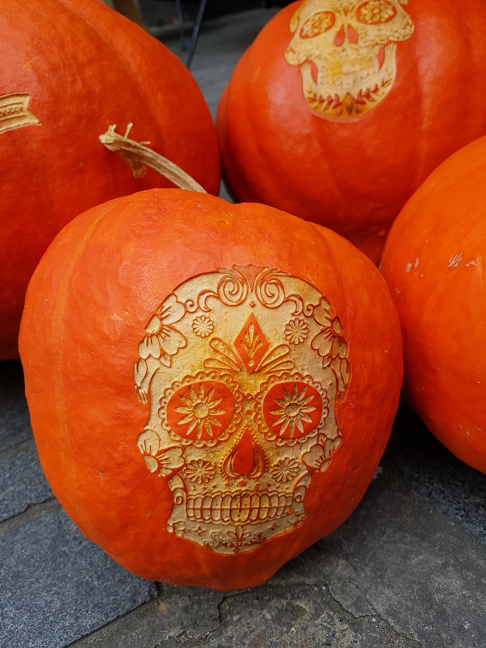 Image - pumpkins halloween skull autumn