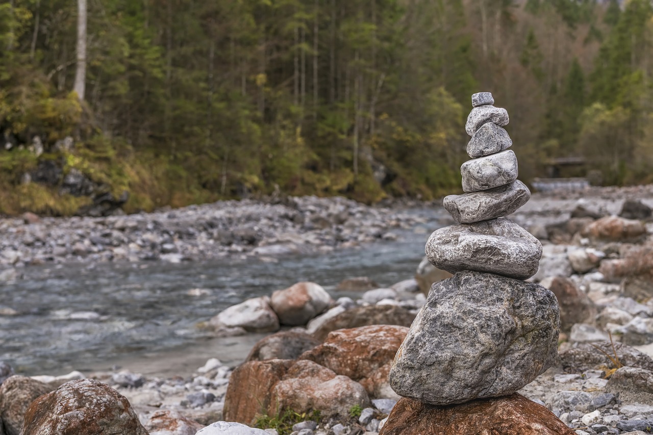 Image - cairn river stones nature