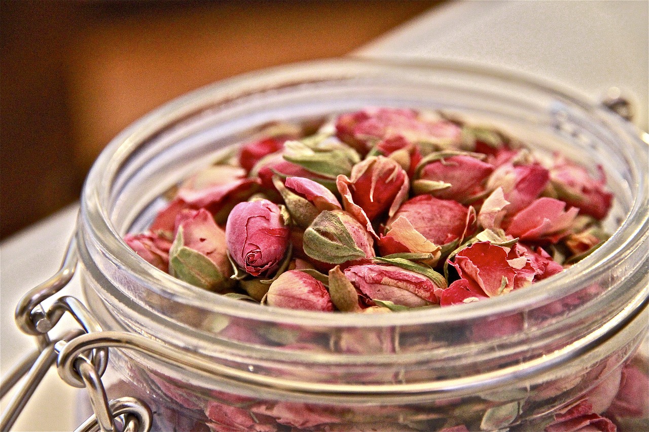 Image - herbal tea jar rosa glass color