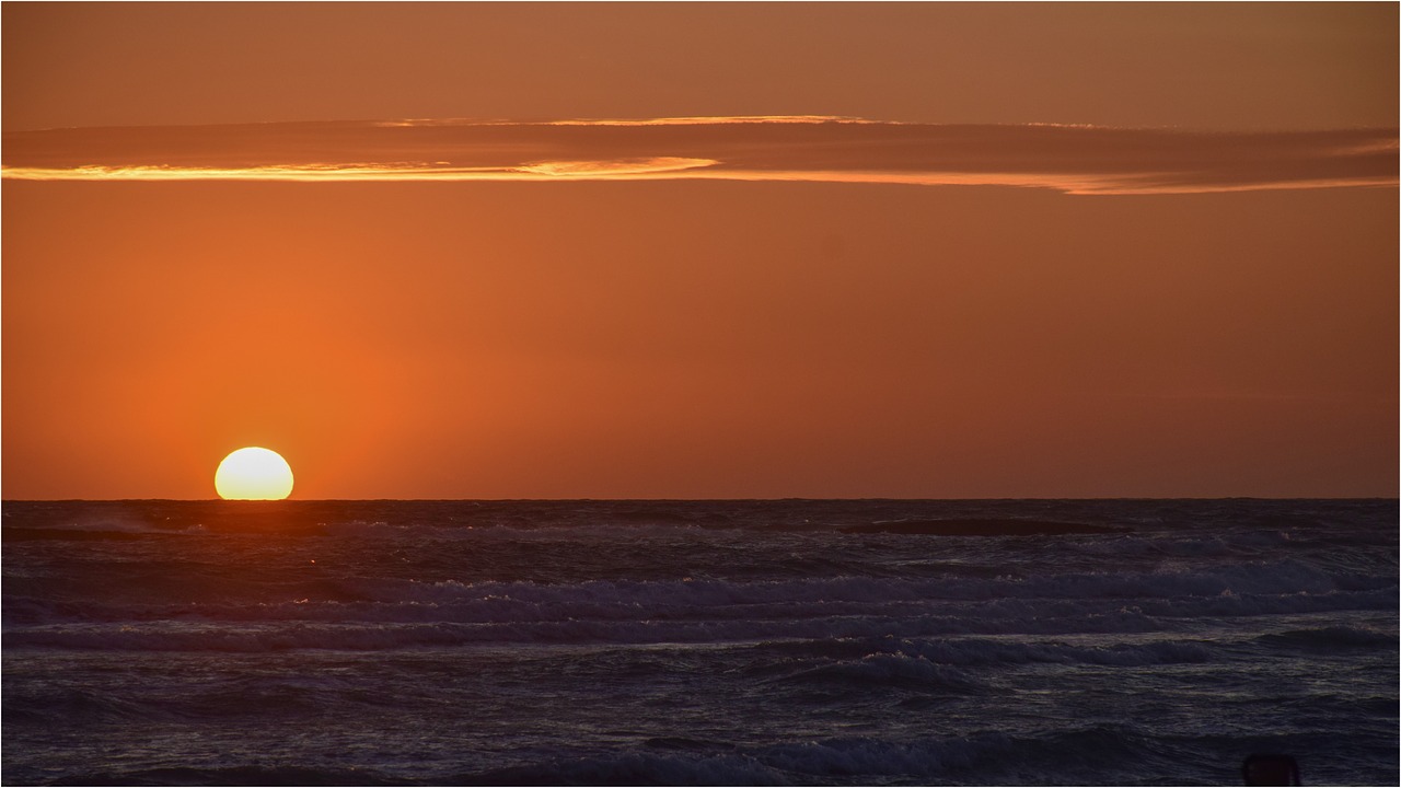 Image - sunset water sea beach setting sun