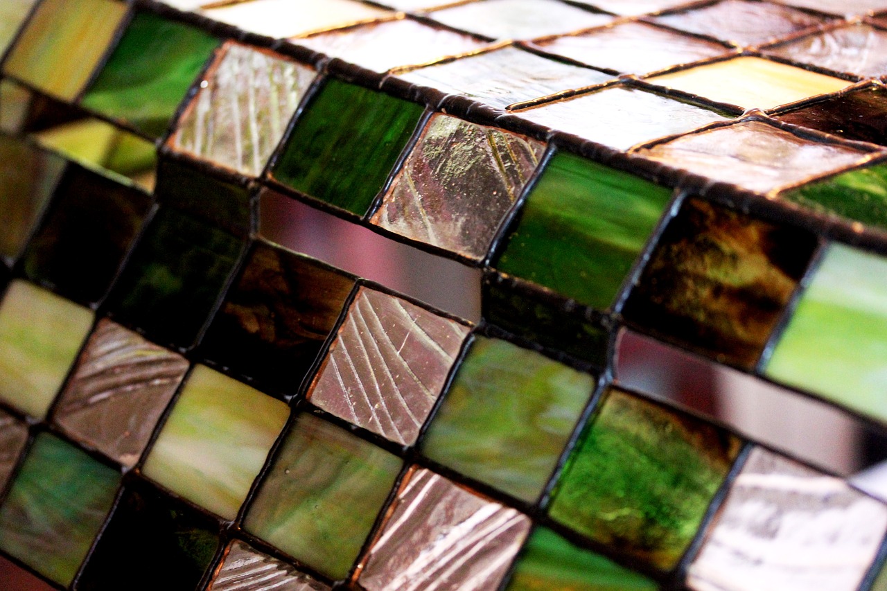 Image - stained glass squares green