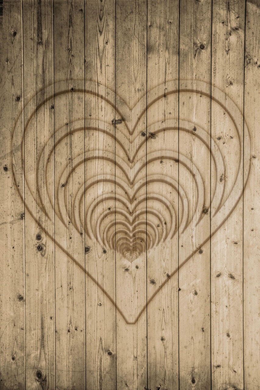 Image - wood boards wall heart texture