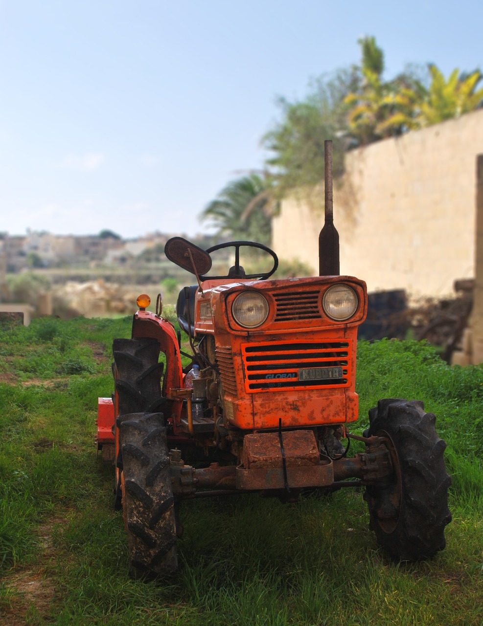 Image - tractor machine working red old