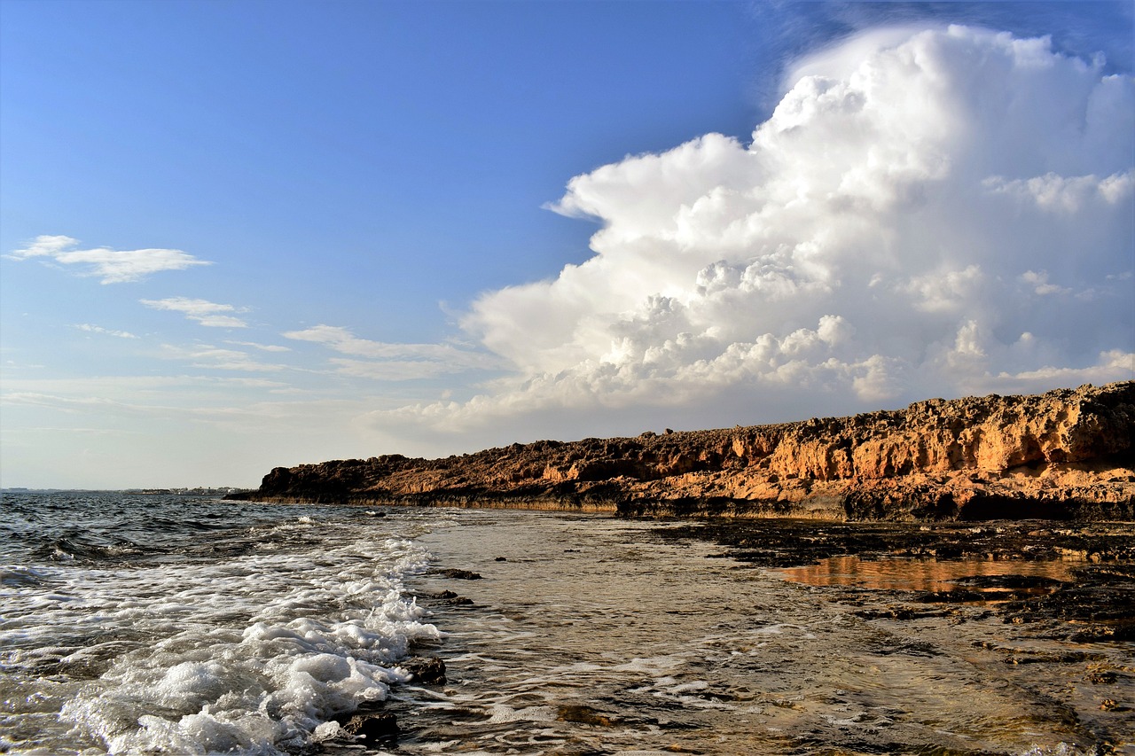 Image - rocky coast waves sea sky clouds