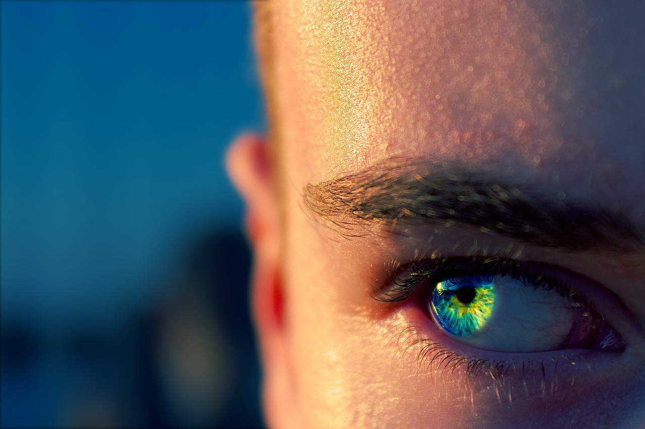 Image - eye blue macro sun yellow human