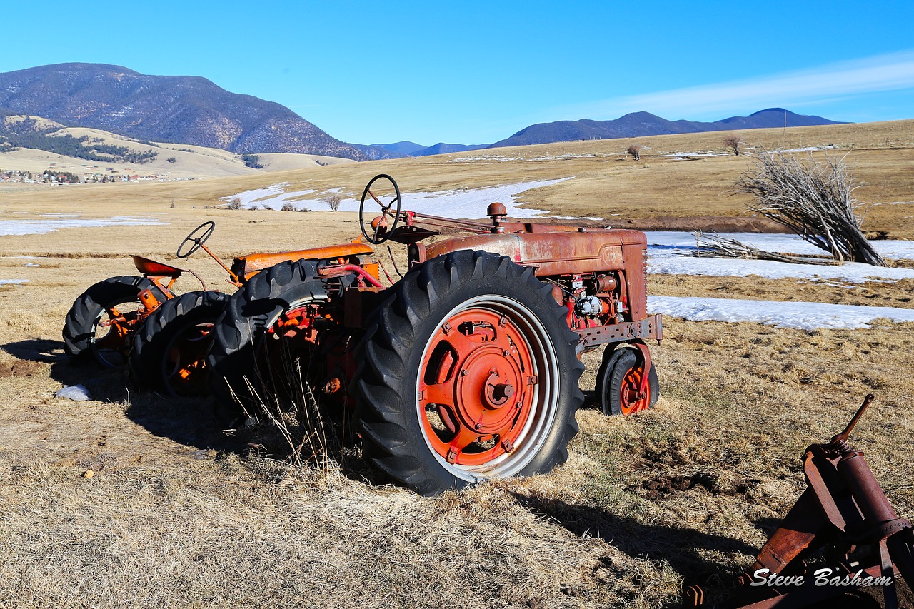 Image - tractor snow blue sky