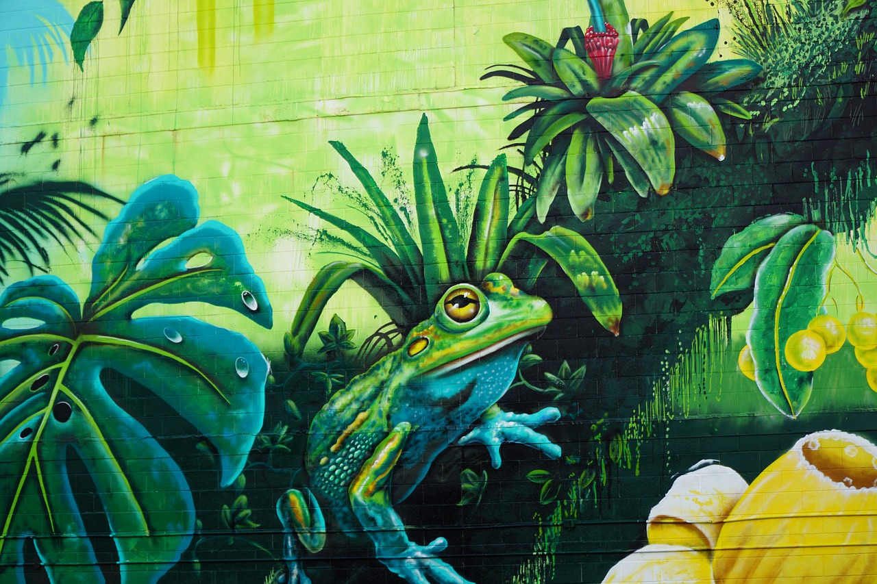Image - streetart darwin frog painting
